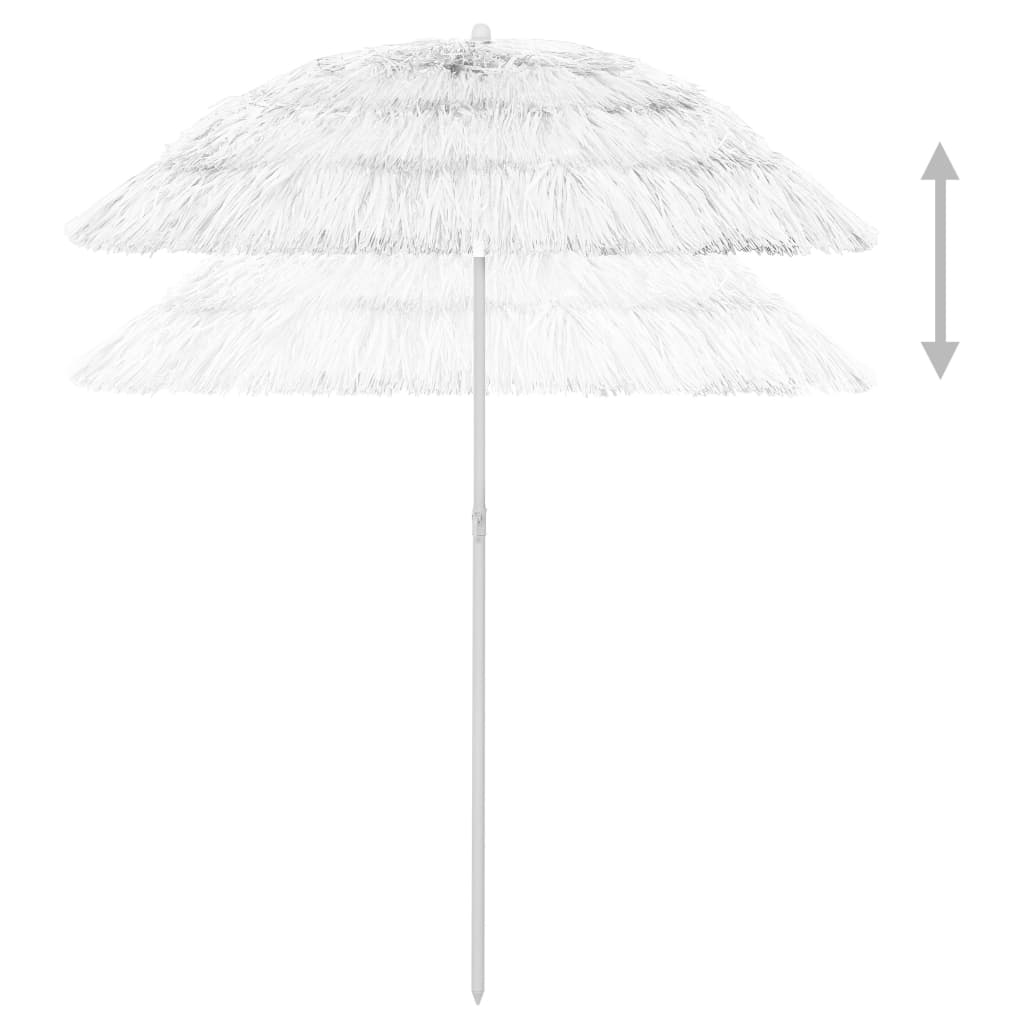 vidaXL Hawaii Beach Parasol | White | Polyester | Tiltable | Beach Parasol