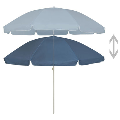 vidaXL Beach Parasol | Blue | Polyester | Medium | Tiltable | Beach Parasol