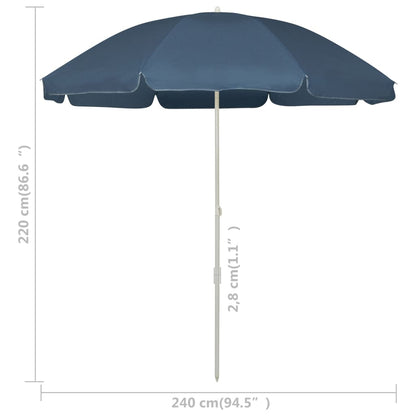 vidaXL Beach Parasol | Blue | Polyester | Medium | Tiltable | Beach Parasol