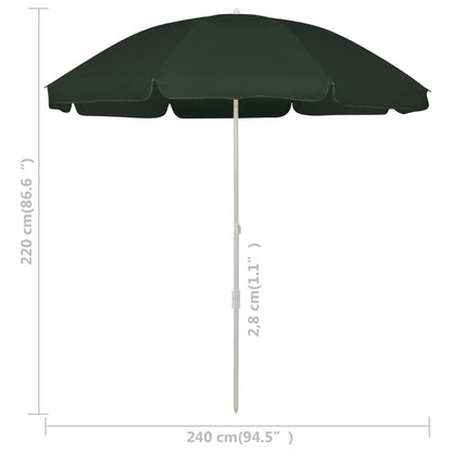 vidaXL Beach Parasol Green 240 cm