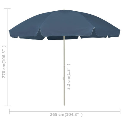 vidaXL Beach Parasol | Blue | Polyester | Large | UV-resistant materials