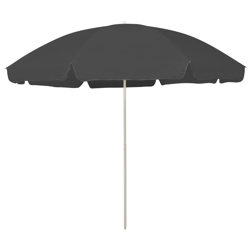 vidaXL Beach Parasol | Anthracite | Polyester | Large | Tiltable | Beach Parasol