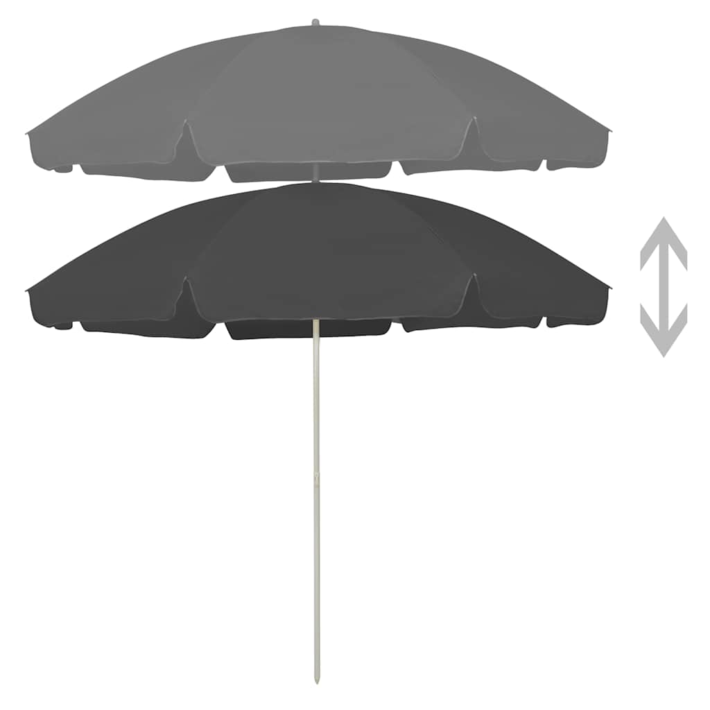 vidaXL Beach Parasol | Anthracite | Polyester | Large | Tiltable | Beach Parasol