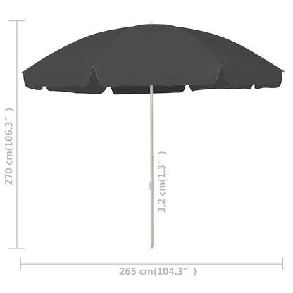 vidaXL Beach Parasol | Anthracite | Polyester | Large | Tiltable | Beach Parasol