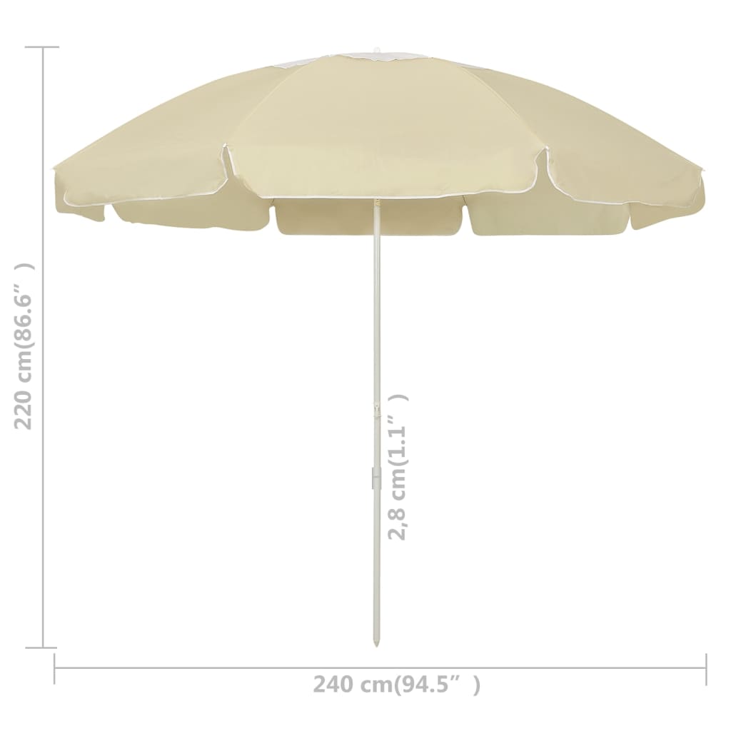 vidaXL Beach Parasol Sand Yellow 240 cm