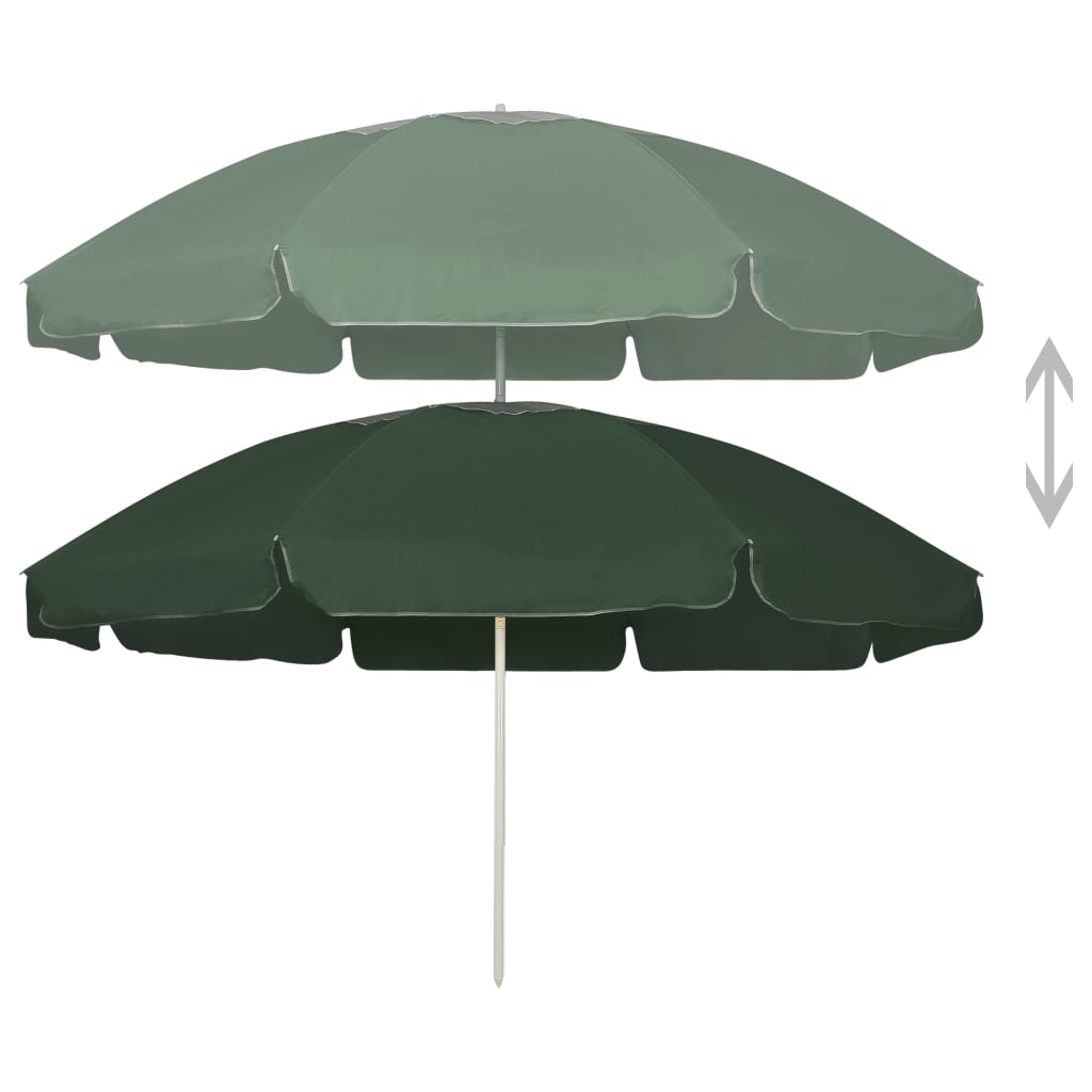 vidaXL Beach Parasol Green 240 cm