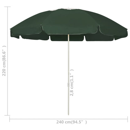vidaXL Beach Parasol Green 240 cm