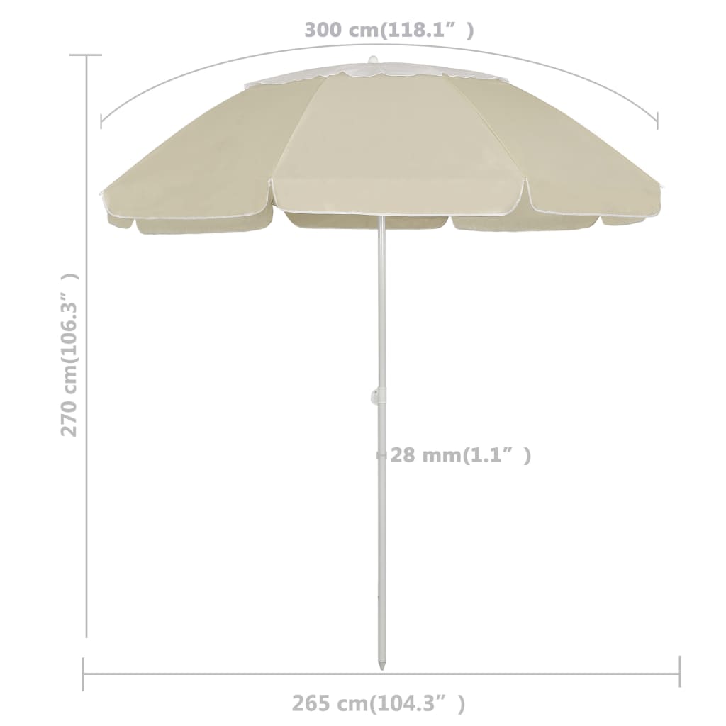 vidaXL Beach Parasol | Sand Yellow | Polyester | 300 cm | Tiltable