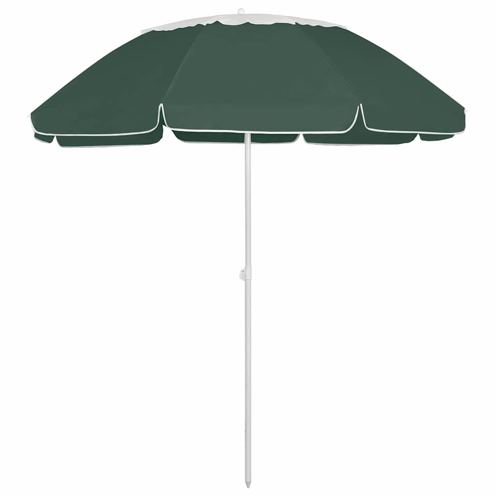 vidaXL Beach Parasol | Green | Polyester | 300 cm | Tiltable | Beach Parasol