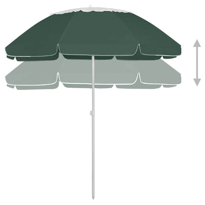 vidaXL Beach Parasol | Green | Polyester | 300 cm | Tiltable | Beach Parasol