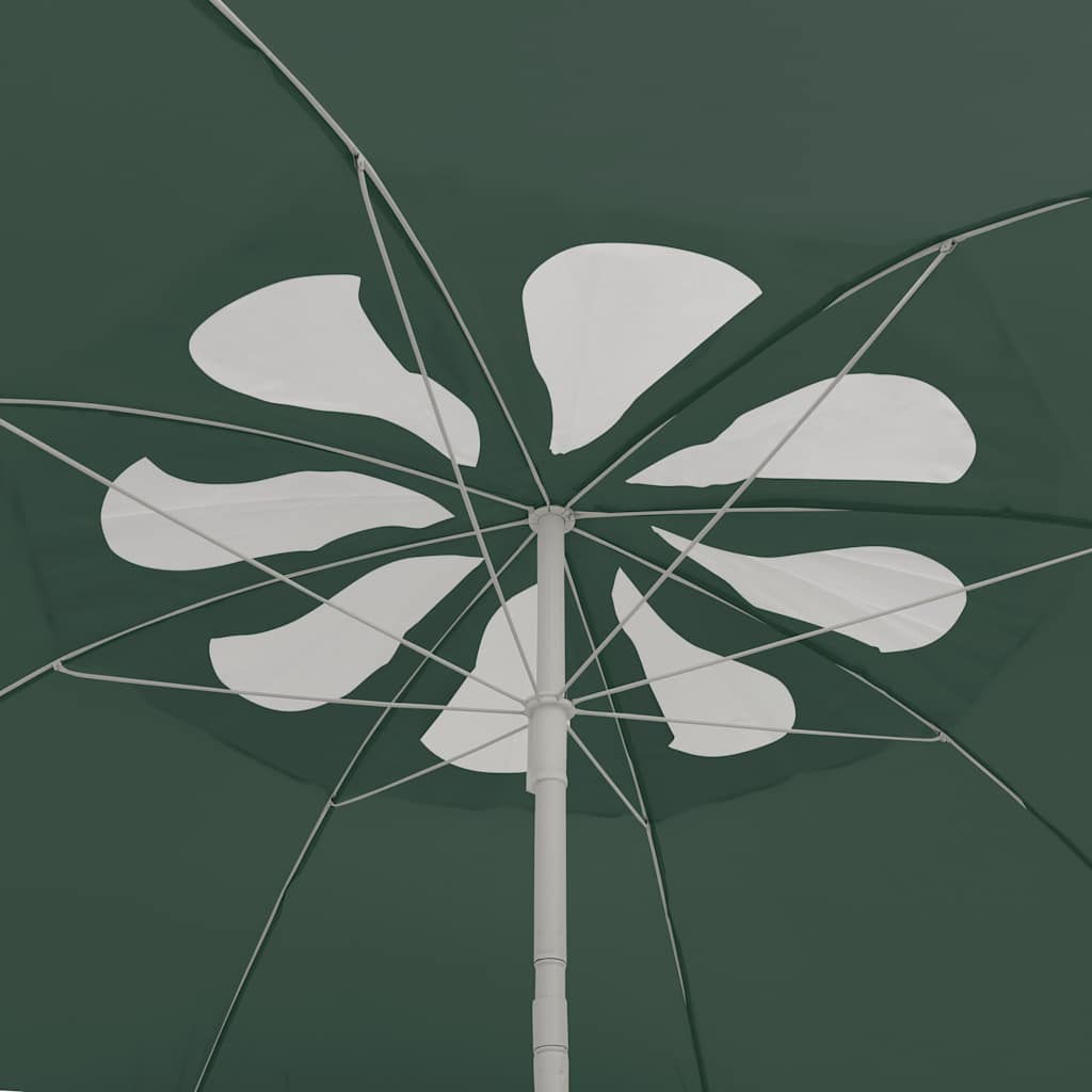 vidaXL Beach Parasol | Green | Polyester | 300 cm | Tiltable | Beach Parasol