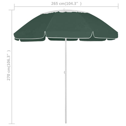 vidaXL Beach Parasol | Green | Polyester | 300 cm | Tiltable | Beach Parasol
