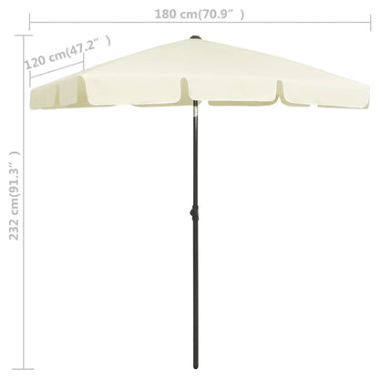 314719 vidaXL Beach Parasol Sand Yellow 180x120 cm