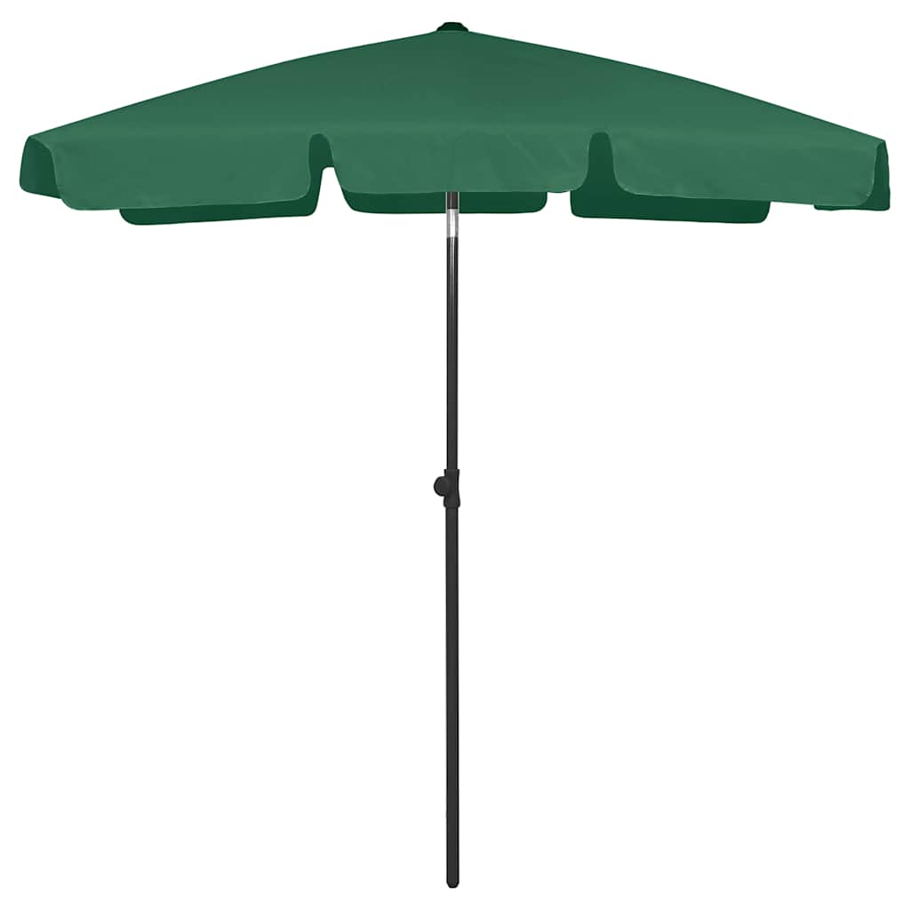 vidaXL Beach Parasol | Green | Polyester | 180x120 cm | Tiltable | Beach Parasol