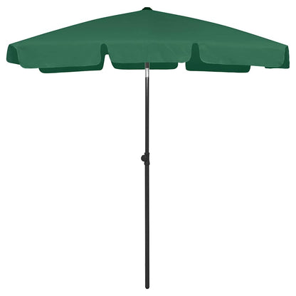 vidaXL Beach Parasol | Green | Polyester | 180x120 cm | Tiltable | Beach Parasol