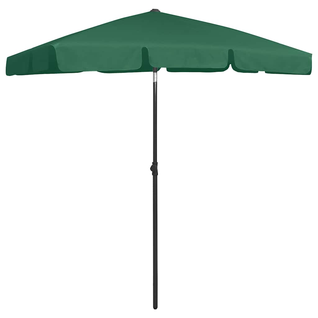 vidaXL Beach Parasol | Green | Polyester | 180x120 cm | Tiltable | Beach Parasol