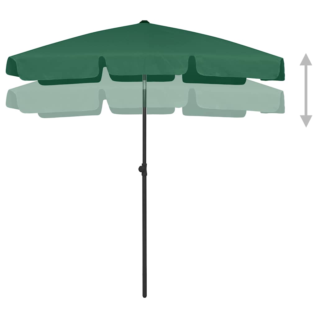 vidaXL Beach Parasol | Green | Polyester | 180x120 cm | Tiltable | Beach Parasol