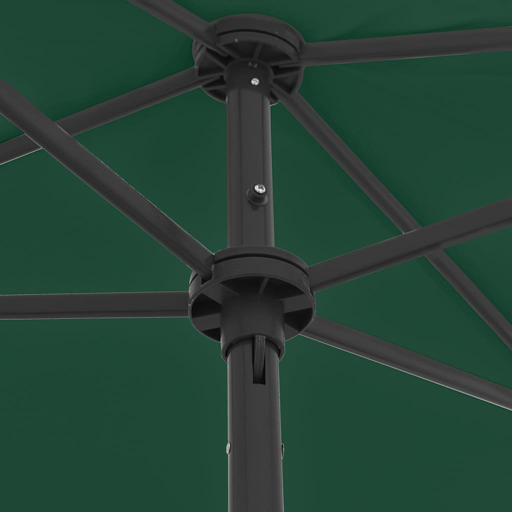 vidaXL Beach Parasol | Green | Polyester | 180x120 cm | Tiltable | Beach Parasol