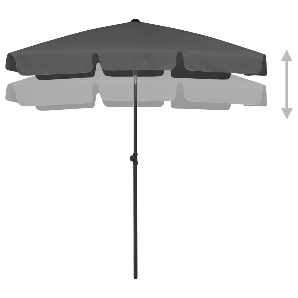 vidaXL Beach Parasol | Anthracite | Polyester | 180cm x 120cm