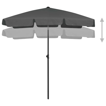 vidaXL Beach Parasol | Anthracite | Polyester | 180cm x 120cm