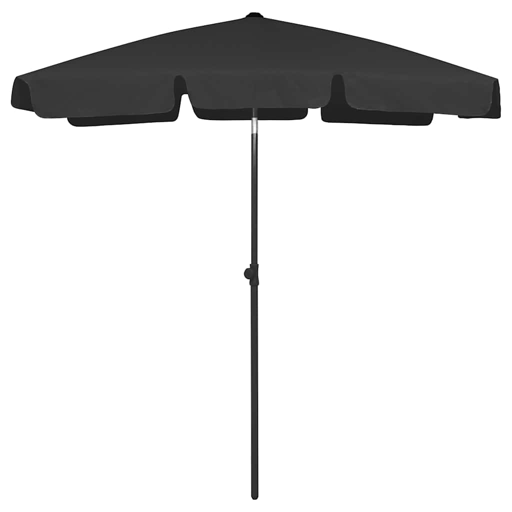vidaXL Beach Parasol | Black | Polyester | Medium | Tiltable | Beach Parasol