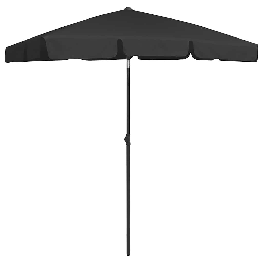 vidaXL Beach Parasol | Black | Polyester | Medium | Tiltable | Beach Parasol