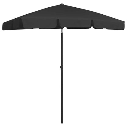vidaXL Beach Parasol | Black | Polyester | Medium | Tiltable | Beach Parasol