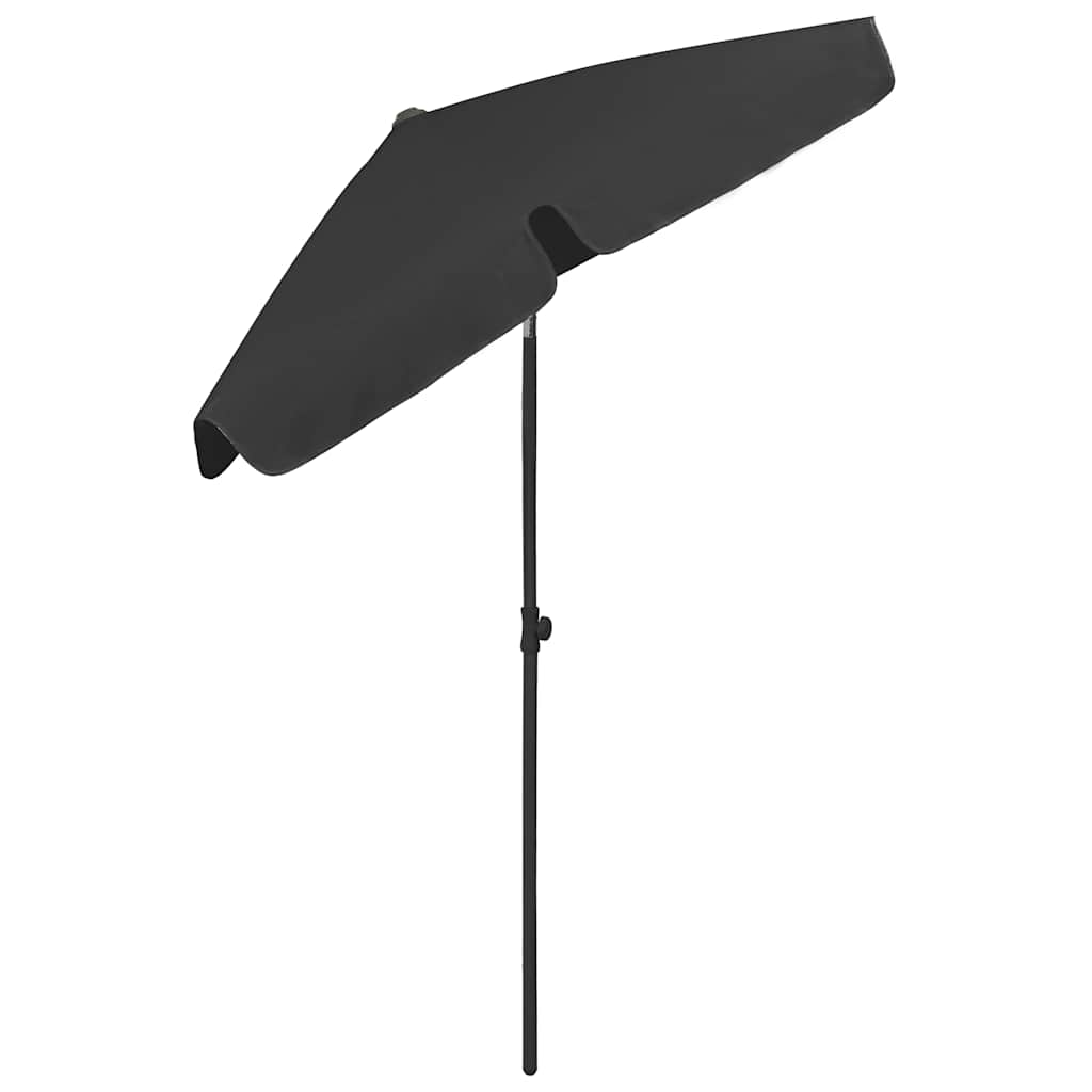 vidaXL Beach Parasol | Black | Polyester | Medium | Tiltable | Beach Parasol