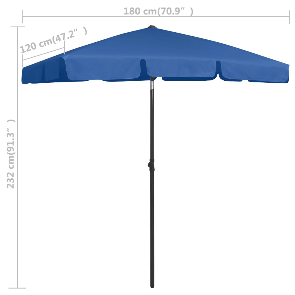 vidaXL Beach Parasol Azure Blue 180x120 cm