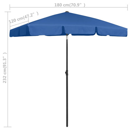 vidaXL Beach Parasol Azure Blue 180x120 cm