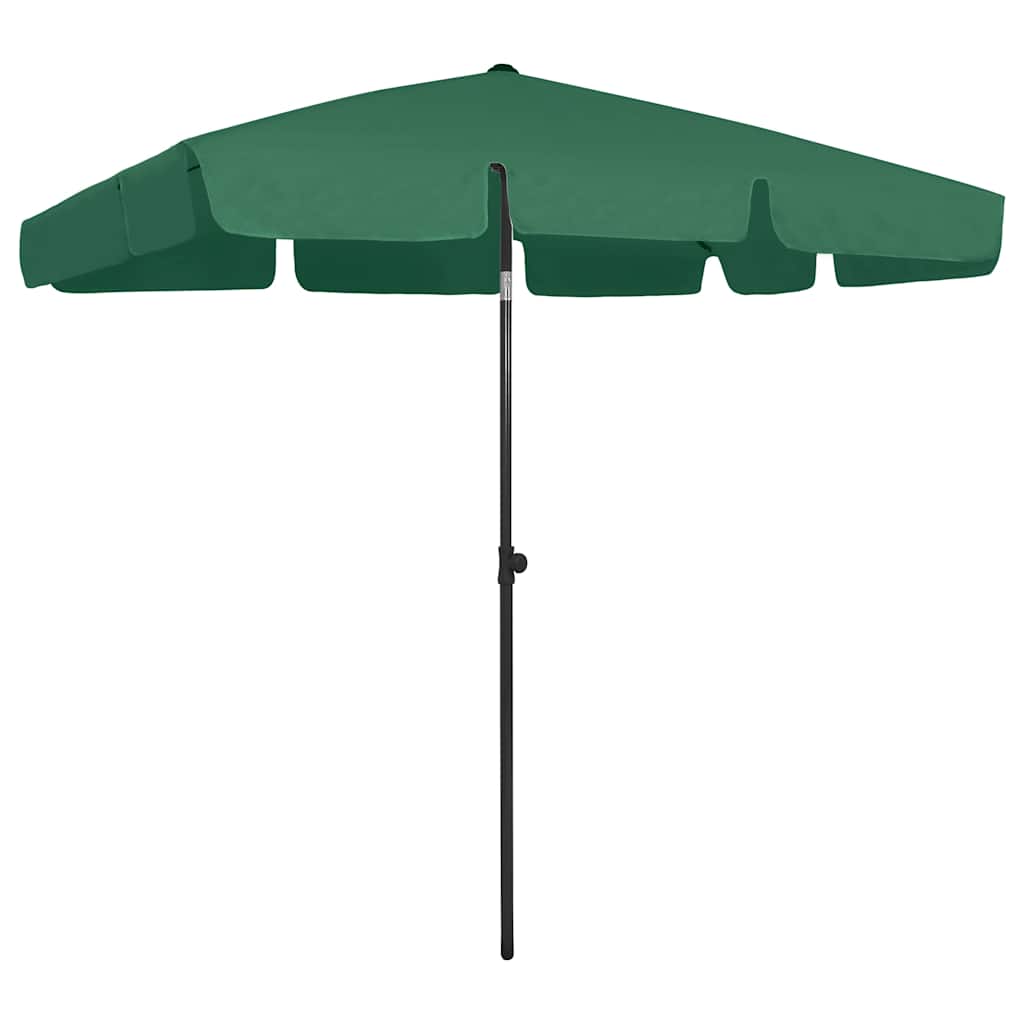 vidaXL Beach Parasol | Green | Polyester | 200x125 cm | Tiltable | Beach Parasol
