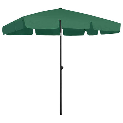 vidaXL Beach Parasol | Green | Polyester | 200x125 cm | Tiltable | Beach Parasol