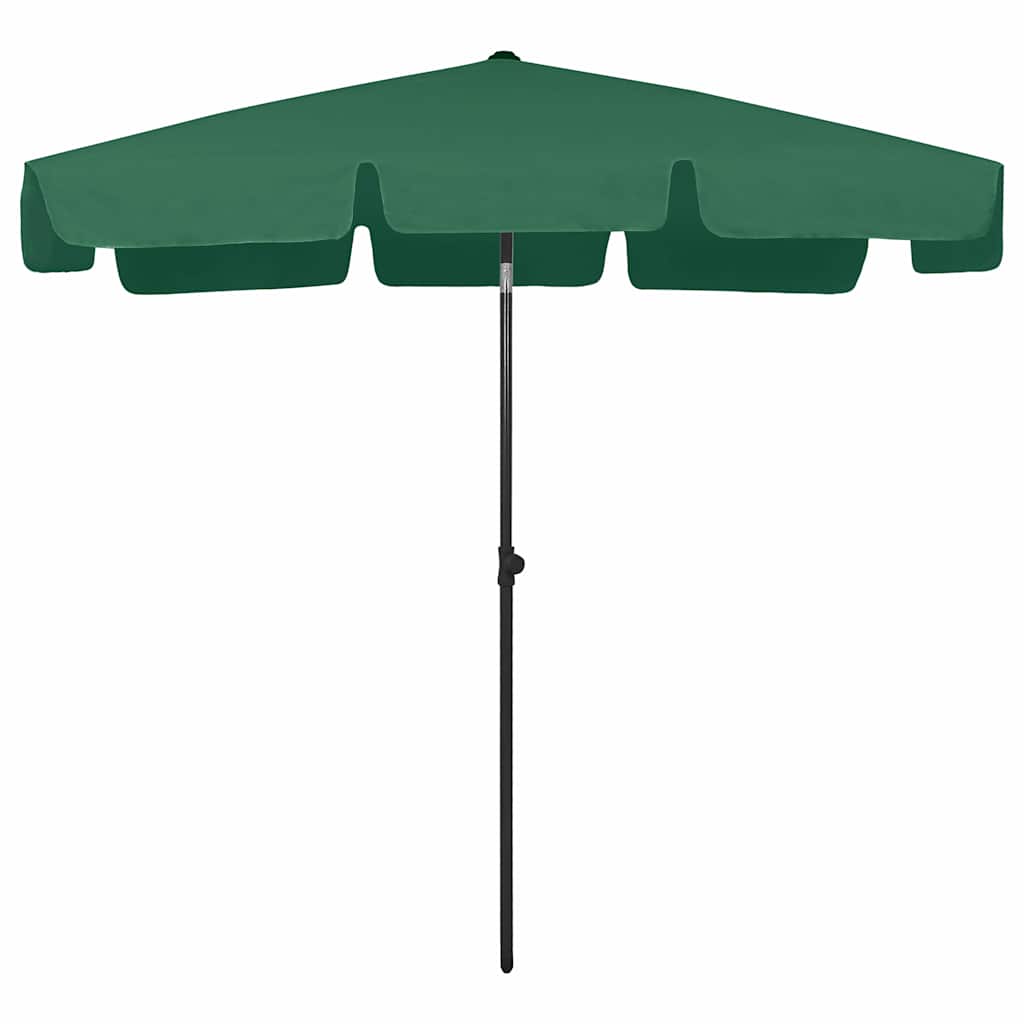 vidaXL Beach Parasol | Green | Polyester | 200x125 cm | Tiltable | Beach Parasol