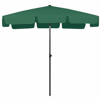 vidaXL Beach Parasol | Green | Polyester | 200x125 cm | Tiltable | Beach Parasol
