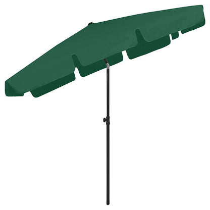 vidaXL Beach Parasol | Green | Polyester | 200x125 cm | Tiltable | Beach Parasol