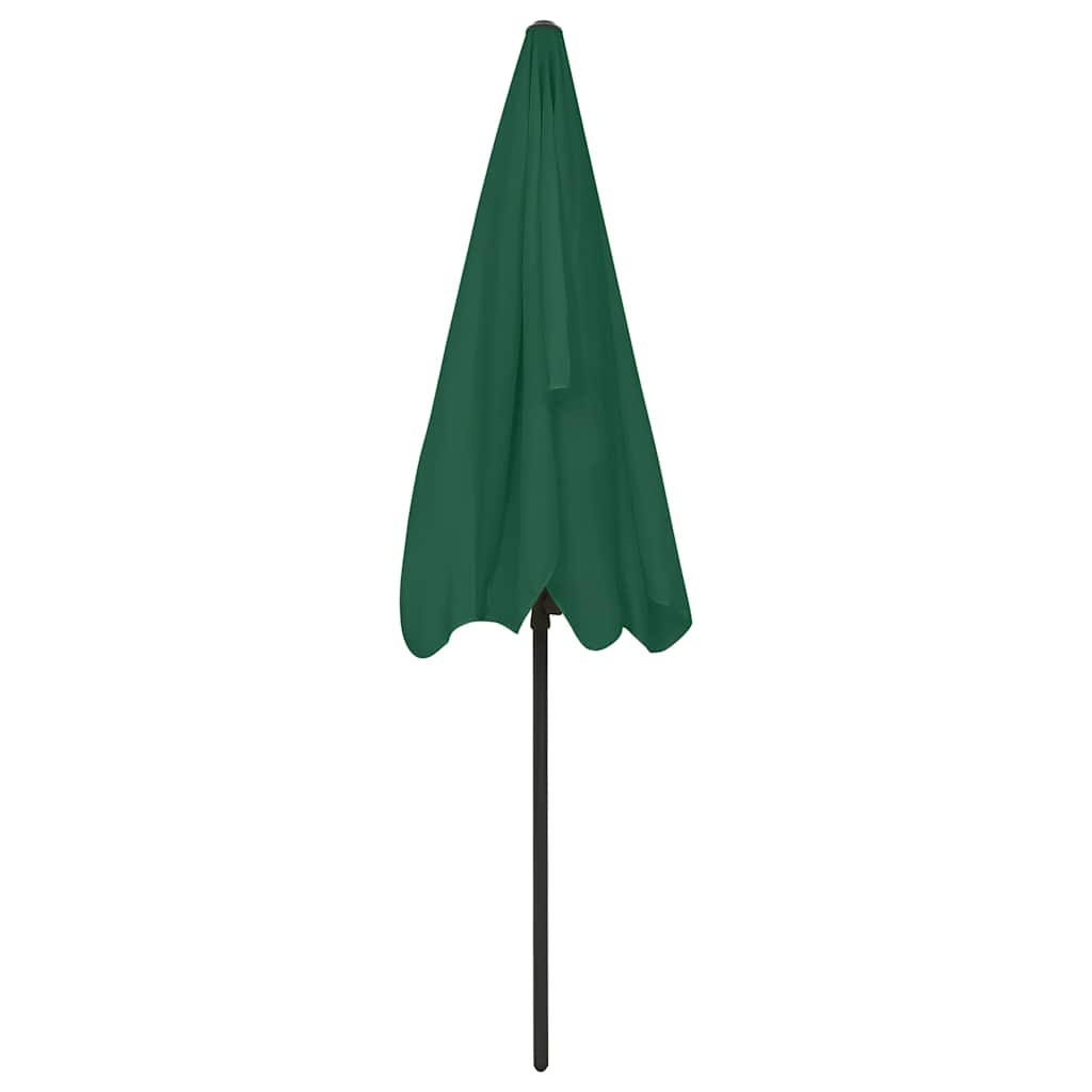 vidaXL Beach Parasol | Green | Polyester | 200x125 cm | Tiltable | Beach Parasol