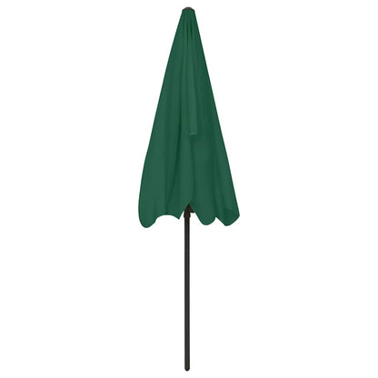 vidaXL Beach Parasol | Green | Polyester | 200x125 cm | Tiltable | Beach Parasol