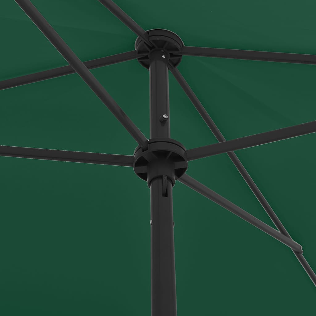 vidaXL Beach Parasol | Green | Polyester | 200x125 cm | Tiltable | Beach Parasol