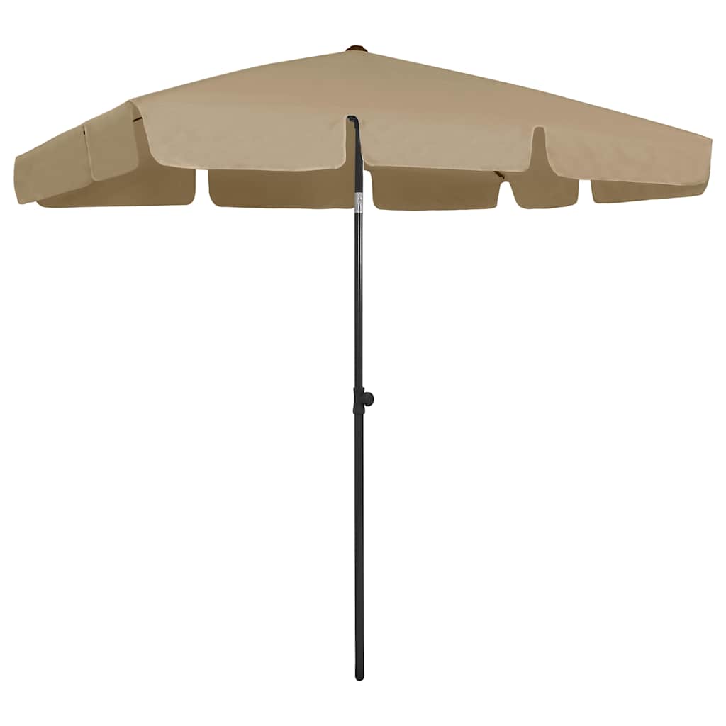 vidaXL Beach Parasol | Taupe | Polyester | 200x125 cm | Rectangular | Tiltable