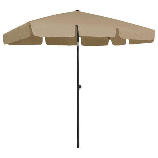 vidaXL Beach Parasol | Taupe | Polyester | 200x125 cm | Rectangular | Tiltable