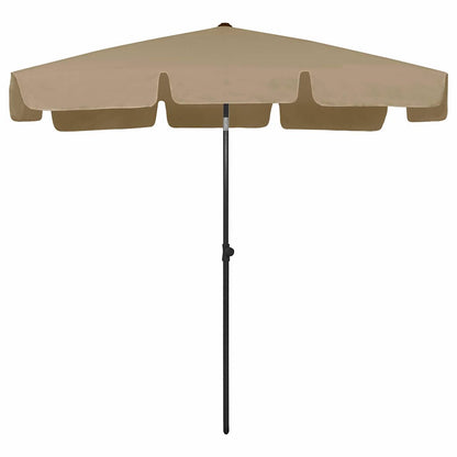 vidaXL Beach Parasol | Taupe | Polyester | 200x125 cm | Rectangular | Tiltable