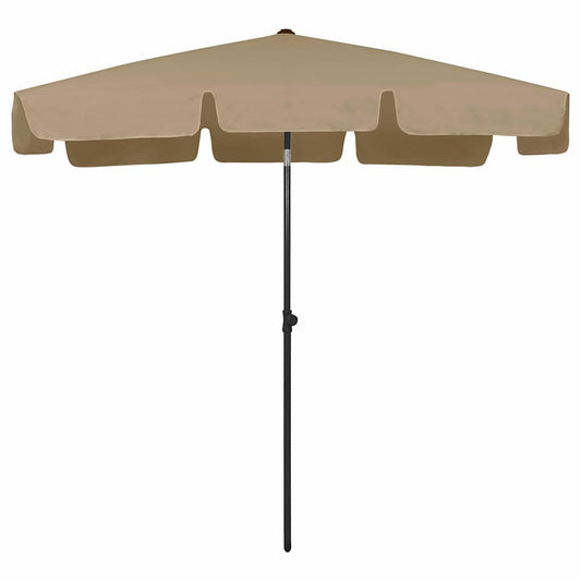 vidaXL Beach Parasol | Taupe | Polyester | 200x125 cm | Rectangular | Tiltable