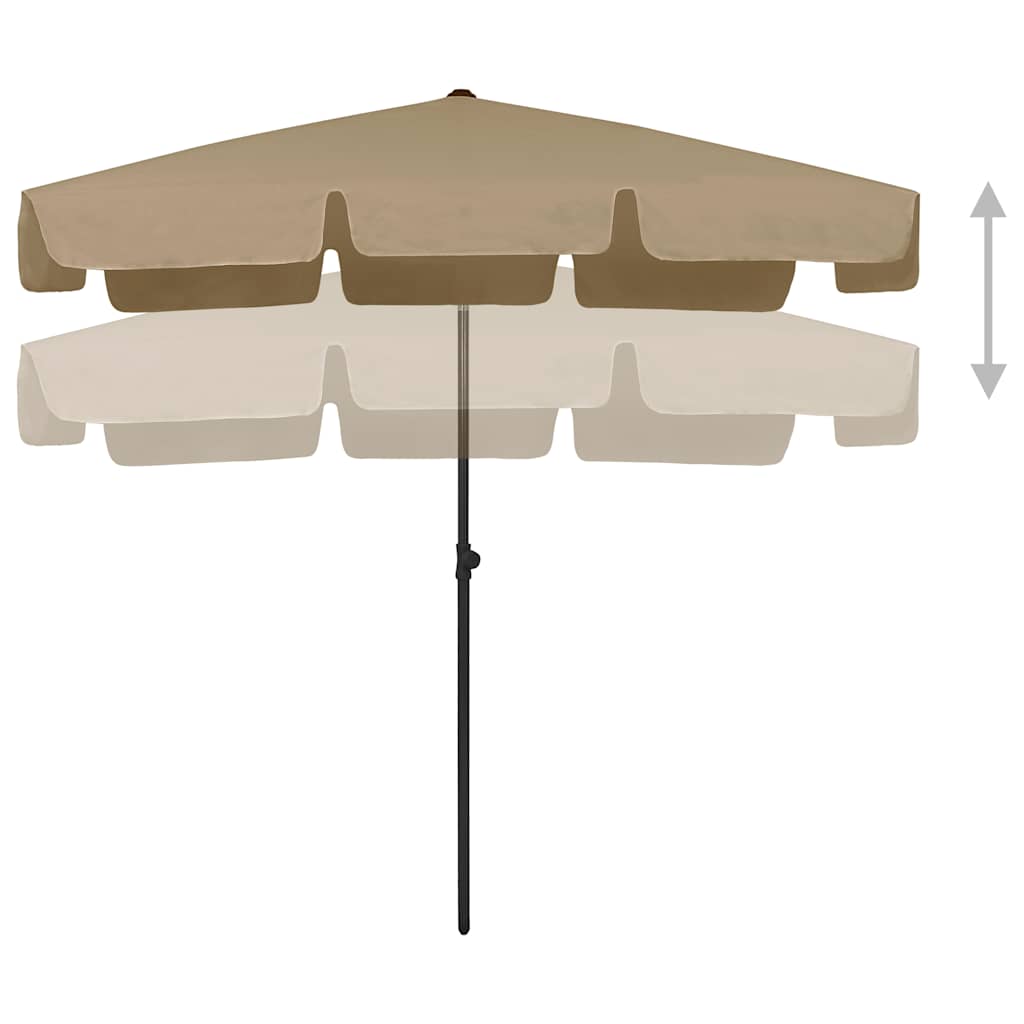 vidaXL Beach Parasol | Taupe | Polyester | 200x125 cm | Rectangular | Tiltable