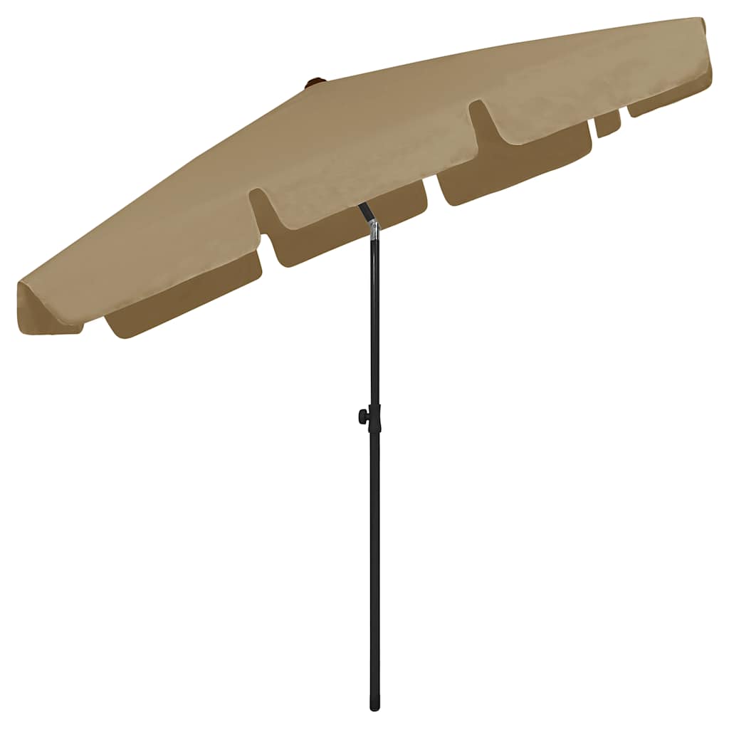 vidaXL Beach Parasol | Taupe | Polyester | 200x125 cm | Rectangular | Tiltable