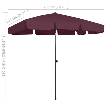 vidaXL Beach Parasol | Bordeaux red | Polyester