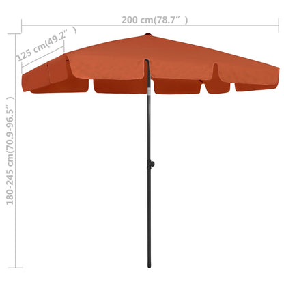 vidaXL Beach Parasol | Terracotta | Polyester | Medium | Tiltable