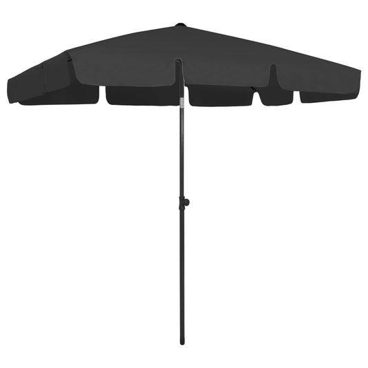 vidaXL Beach Parasol Black 200x125 cm