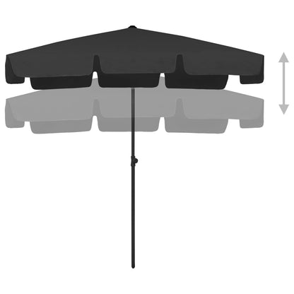 vidaXL Beach Parasol Black 200x125 cm