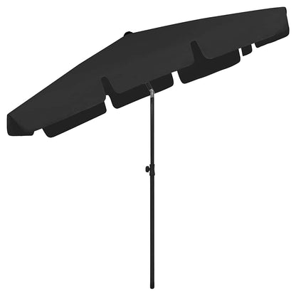 314733 vidaXL Beach Parasol Black 200x125 cm