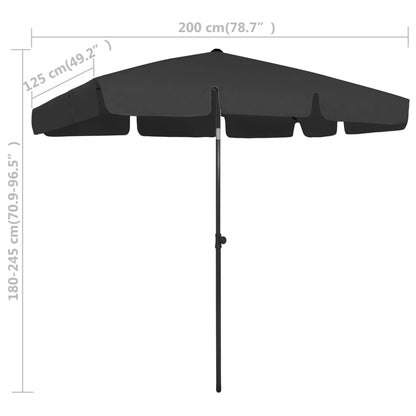 vidaXL Beach Parasol Black 200x125 cm